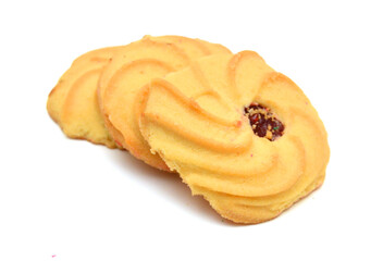 Cookies with jam closeup isolated on a white