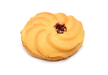 Cookies with jam closeup isolated on a white