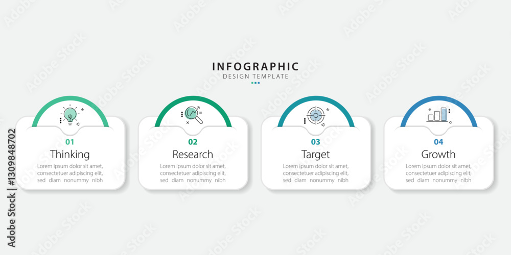 Poster timeline infographic template. 4 step timeline journey, calendar flat simple infographics design tem