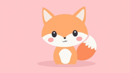 A Cute Cartoon Fox Smiling On A Pink Background