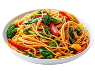 Isolated Stir Fry Noodles with Vegetables