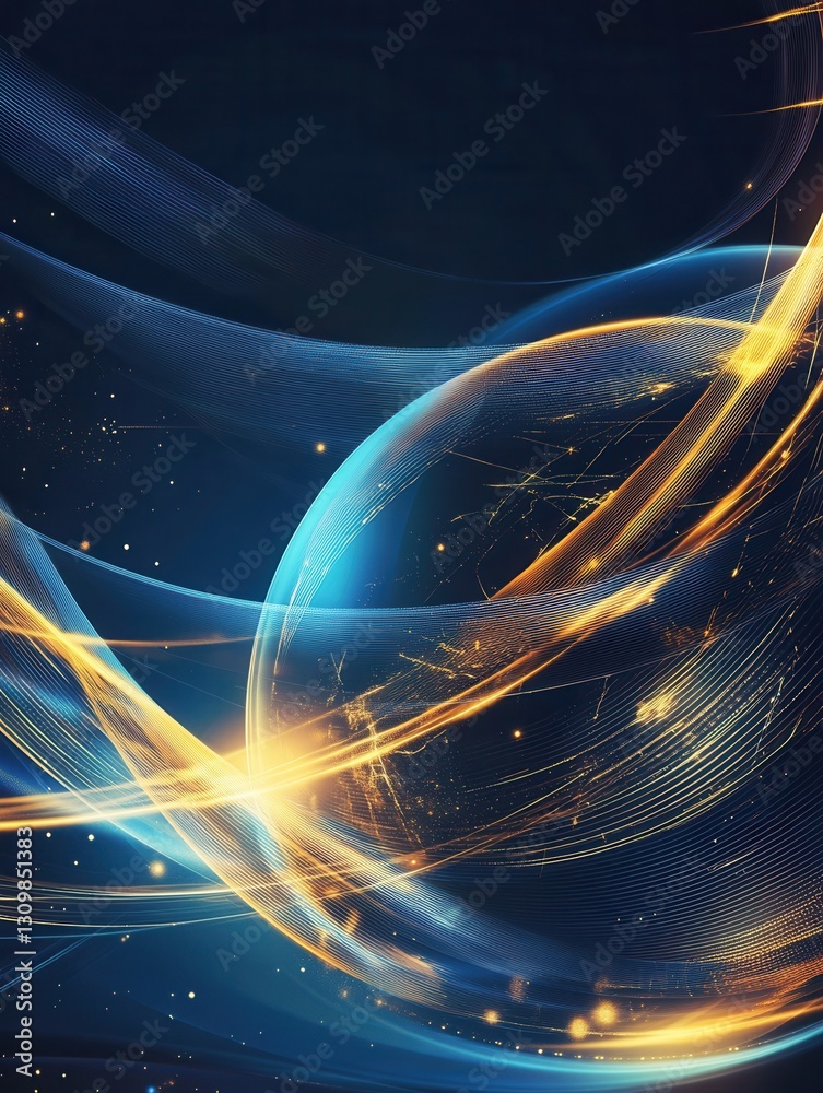 Aufkleber Stylized globe with glowing lines and gradient background for international relations concept Generative AI