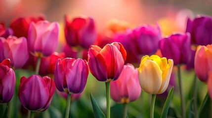 Fototapeta premium Romantic Tulip Wedding Gift Celebration Banner: Orange Blooms for the Special Woman on Her Birthday and Anniversary of Love.