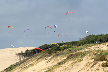 Parapente, Site protégé de la Dune du Pilat, Réserve du Banc d'Arguin, 33, Gironde, France