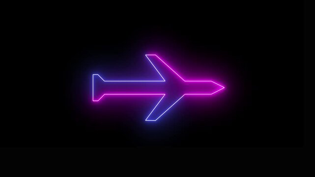 glowing neon air plan icon animation.