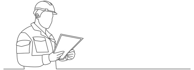 Building Construction worker line art style vector illustration