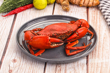 Hot fresh Boiled red crab