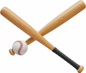 Crossed Baseball Bats and Ball Sports Equipment Game Competition Wooden Bats