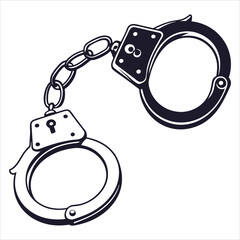 silhouette handcuffs on white background