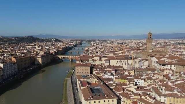 Aerial View of Florence, Italy, City Center, Day