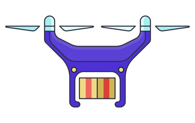 Minimalistic colorful flat style courier drone icon. Simple and clean design makes it perfect for technology, aviation and drone related projects. 