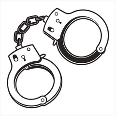 silhouette handcuffs on white background