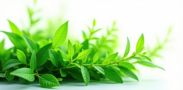 Lush green plant isolated on a white background, botany, botanical, botanicals