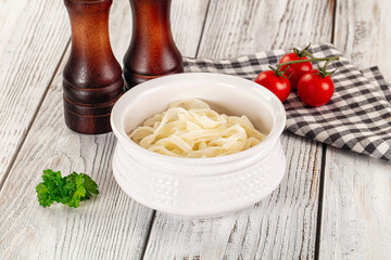 Boiled wheat asian udon noodles