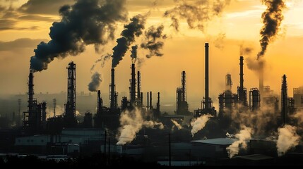 A polluted industrial area next to a small residential community 