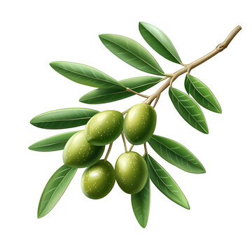 recommend clip art: Green olives with leaves on a branch isolated on transparent background