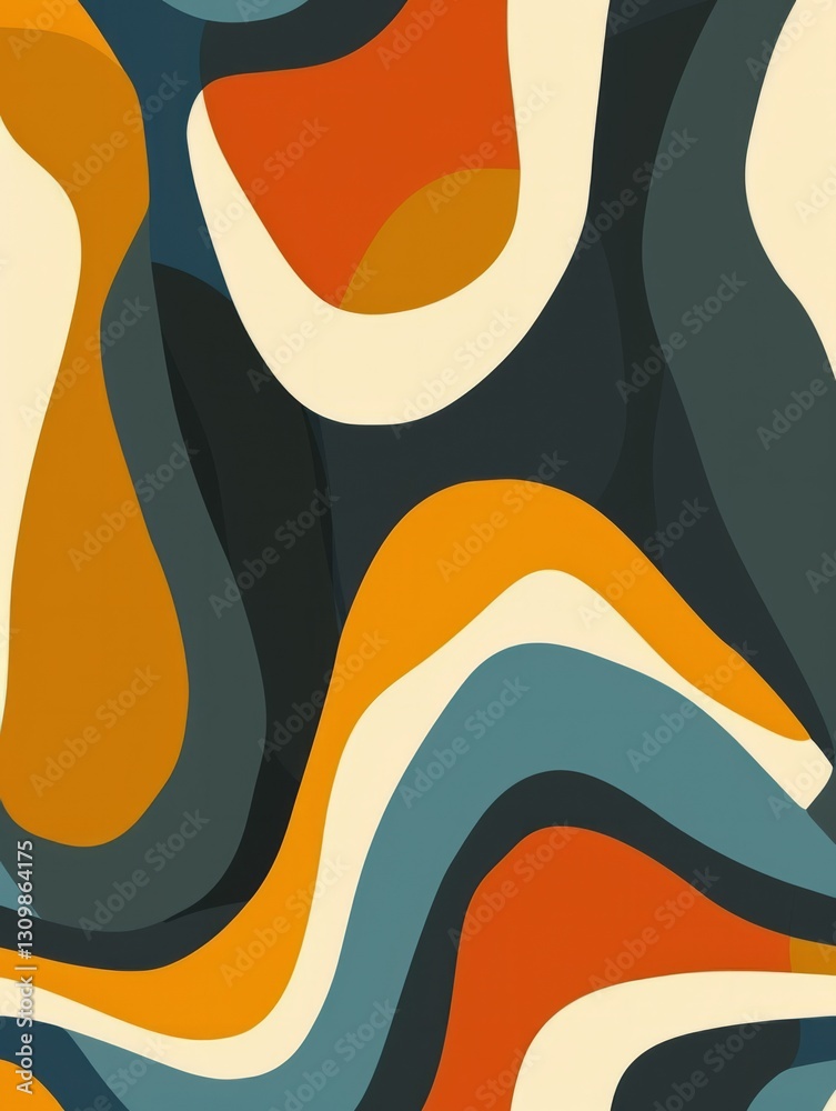 Poster a wavy, abstract pattern composed of curved lines that intertwine and flow harmoniously.