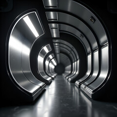 Obraz premium Futuristic Metallic Tunnel