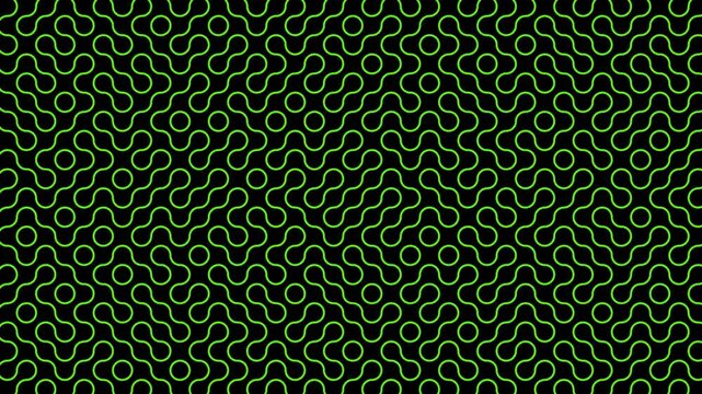 green line circles pattern. Truchet curved tiled background. Geometric irregular backdrop