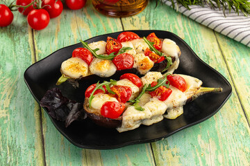 Baked eggplant with cherry and mozzarella