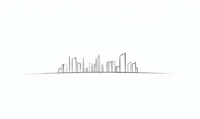 Obraz premium Minimalist Line Art Cityscape Illustration on White Background