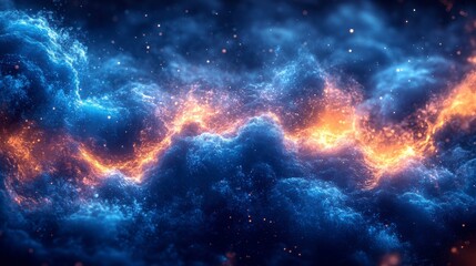 Fototapeta premium Abstract Glowing Energy Waves Electric Cyan and Midnight Blue Cosmic Background