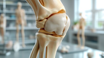 Close-up of a human knee joint in a science lab