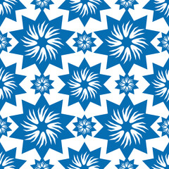 blue and white ethnic elegant floral  mandala motif seamless pattern for wallpaper and tile