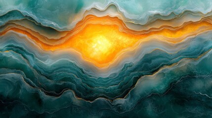 Obraz premium Abstract Teal and Gold Molten Wave Design