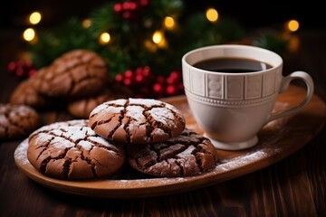 Cup of coffee with gingerbread cookies