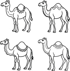 Funny Animal Line art coloring page set