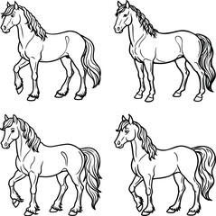 Funny Animal Line art coloring page set