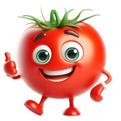 Happy Cartoon Tomato Character Running on Transparent Background © MIZANUR