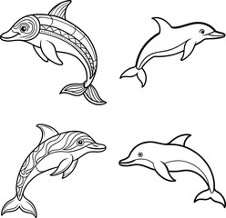 Funny Animal Line art coloring page set