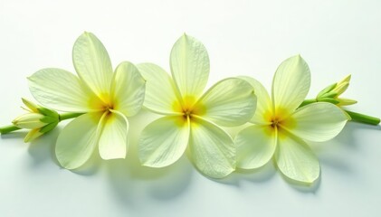 Fototapeta premium Delicate flower petals unfolding on white background, flowers, bloom, green