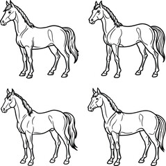 Fototapeta premium Funny Animal Line art coloring page set