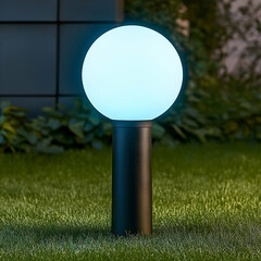 Glowing Sphere Garden Lamp 3D Illustration