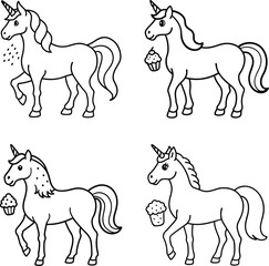 Funny Animal Line art coloring page set
