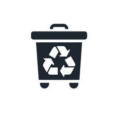 Vector icon of a recycling bin for waste management and environmental sustainability, transparent background