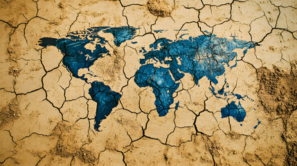 Fototapeta premium A world map made of cracked earth 