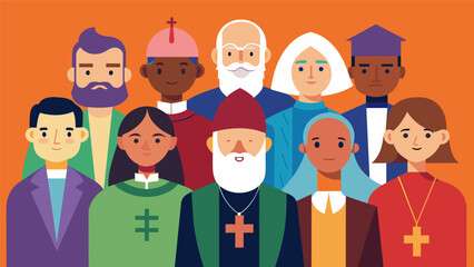 In the spirit of ecumenism religious leaders participate in cultural and spiritual traditions of other denominations celebrating the rich diversity of. Vector illustration