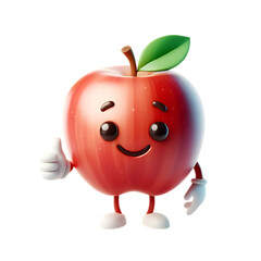 Apple Cartoon Character on Transparent Background
