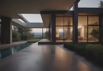 Fototapeta premium Modern luxury VIlla. Minimalistic background/backdrop. 