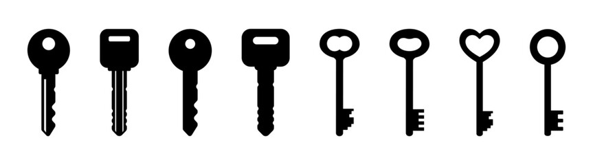 Key icon set. Key icon page symbol for your web site design. Access keys concept
