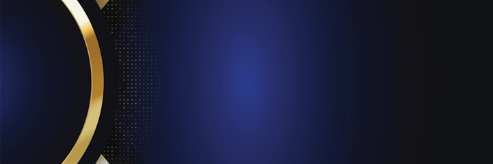 Golden arc on dark blue background,  abstract design, website template