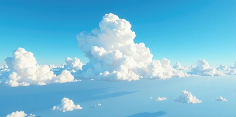 Fluffy cloud melts into the horizon of a vast blue expanse, vast, empty, sky