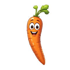 Cheerful Cartoon Carrot Character on Transparent Background