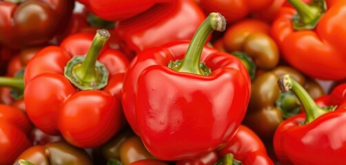 Vibrant red bell pepper, glossy skin, isolated, detail, still life