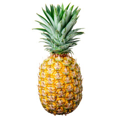 Fresh and Juicy Pineapple with Green Leaves Isolated on White Background Perfect for Tropical Fruit Design and Culinary Inspiration