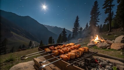 tikka party on mountain night view